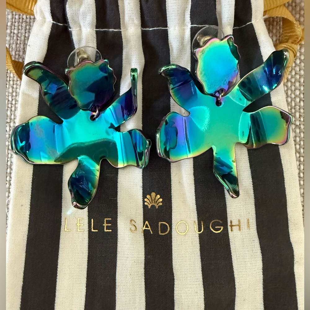 Lele Sadoughi Multicolor Metal Paper Lily Earrings